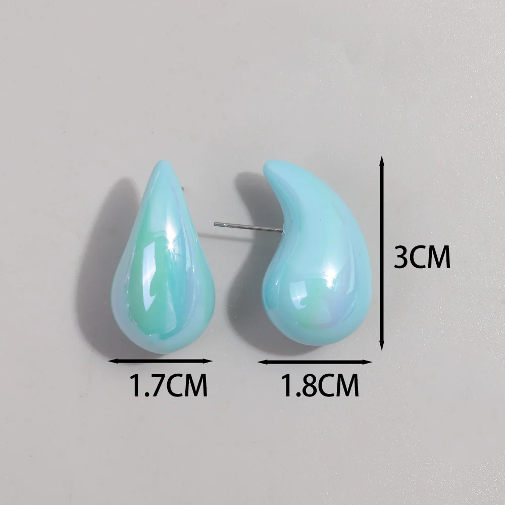 New Mabei Colorful Acrylic Chunky Waterdrop Earrings Dupes for Women Smooth Thick Dome Drop Earring Hoop Y2K Jewelry Lightweight