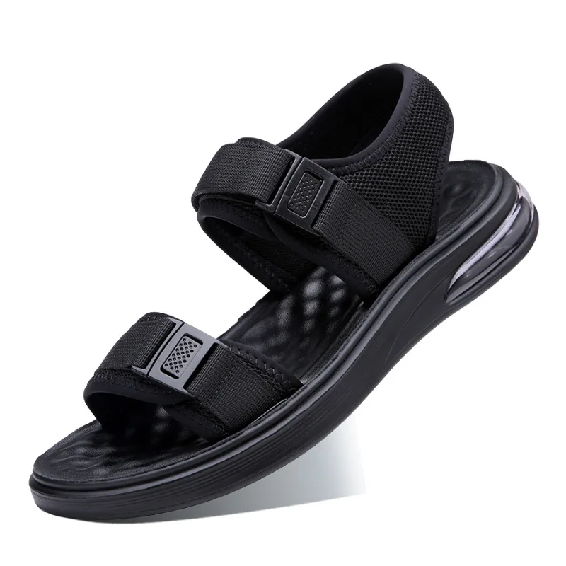 New Summer Shoes Men Sandals Soft Cloth Summer Holiday Mens Beach Sandals Flat Non-slip Male Footwear Black A4520