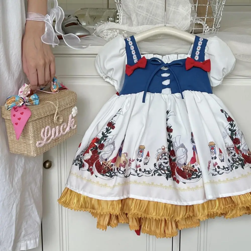 2024 Spanish Girl Lolita Dress Snow White Baby Girls Dresses Summer Birthday Party Cute Children Ball Gown Kids Prom Vestidos