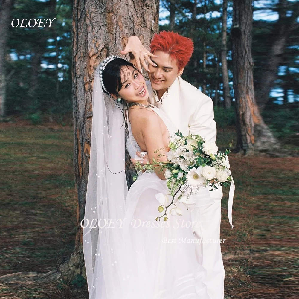 

OLOEY 2025 New A Line Wedding Dress Korea Photoshoot Customized Layered Tulle Bridal Gown Spaghetti Strap Pleat Sleeveless