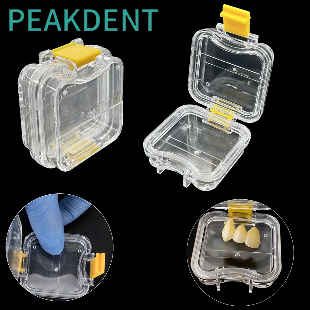 1Pcs Transparent Plastic Membrane Tooth Box Dental Crown Storage Case Denture Box With Film Inside Tooth Implant Box