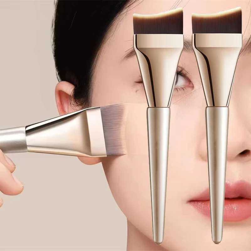 แปรงรองพื้นโค้งมน แปรงรองพื้นหางปลาบางเฉียบ แปรงครีมเบลนด์หน้าแบบมีมุม แปรงแต่งหน้าขนแปรงนุ่ม