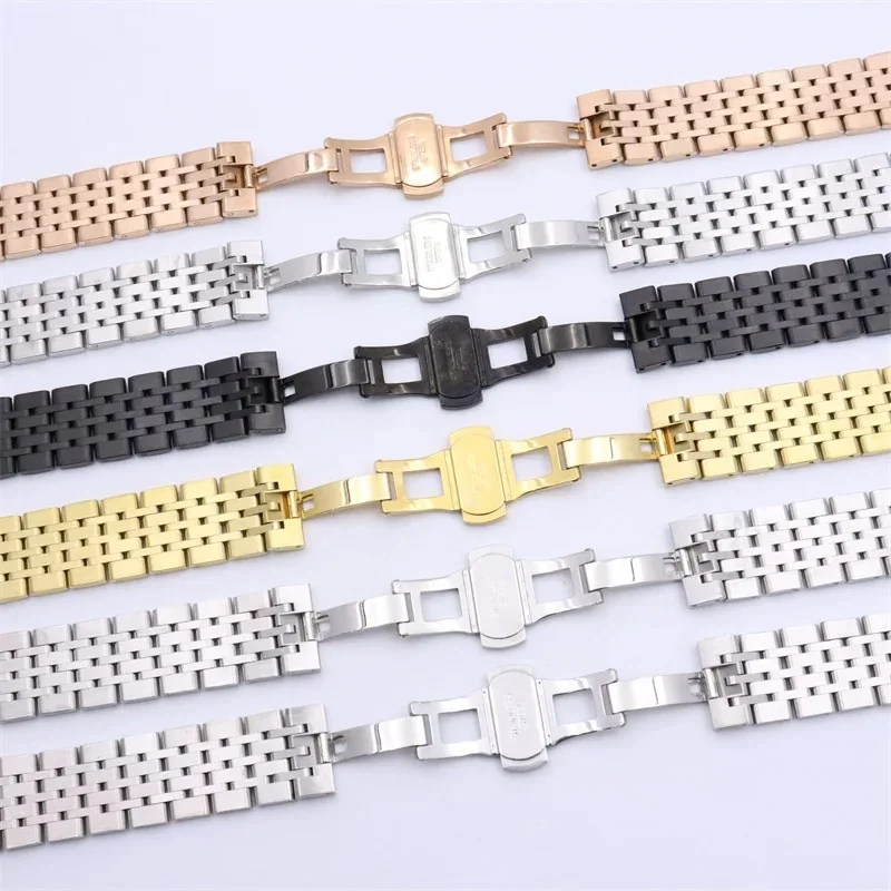 الفولاذ المقاوم للصدأ فراشة مشبك حزام ساعة اليد للجنسين حزام (استيك) ساعة 20/22 مللي متر معصمه اكسسوارات الصلب حزام لصانع الساعات