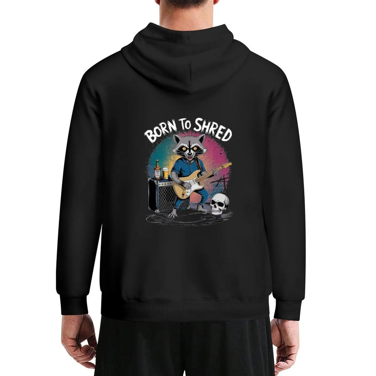 

Rock Raccoon Playing Guitar - Born to Shred Hoodie hooded shirt winter clothes men clothing mens designer clothes autumn hoodie