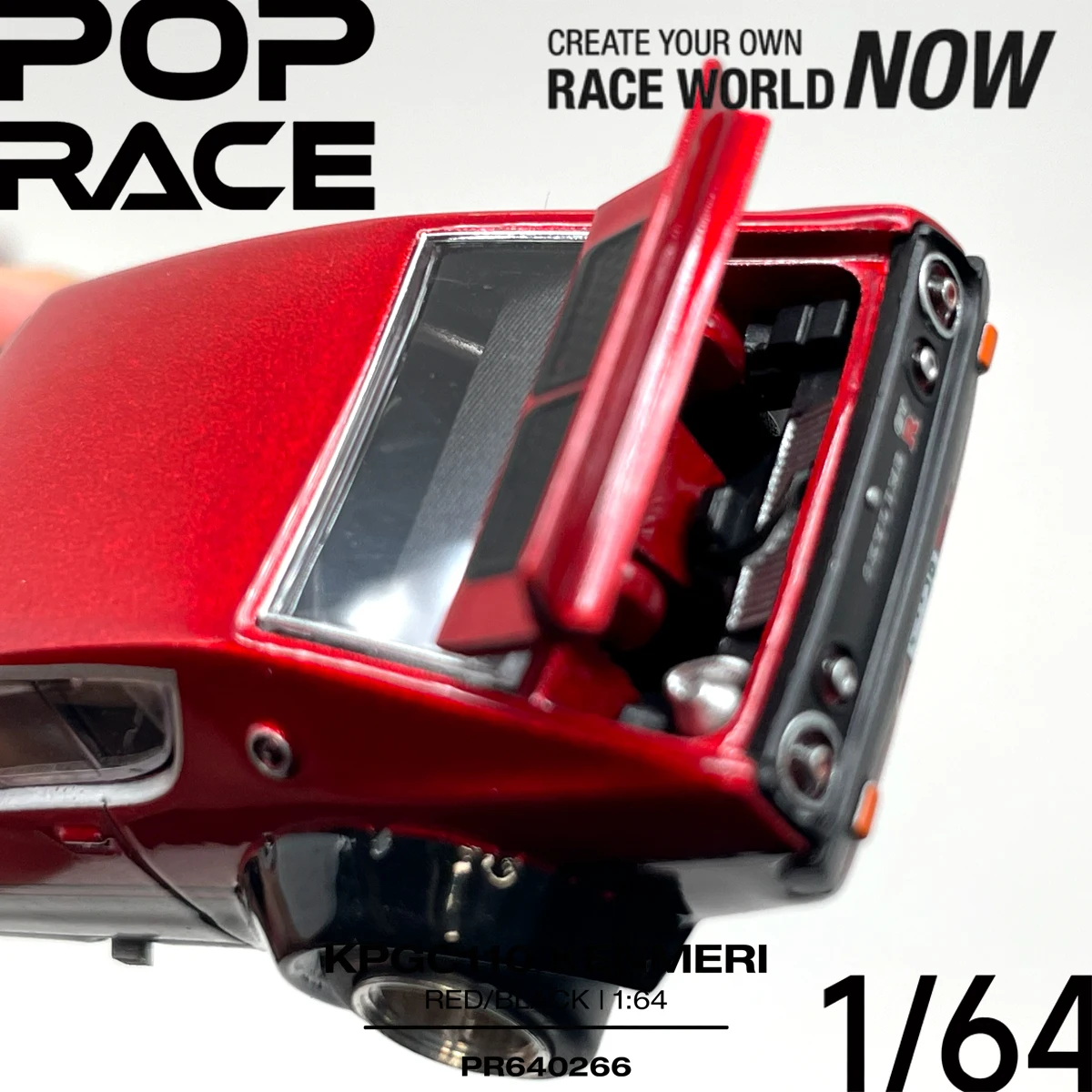 Pop Race 1:64 KPGC110 Kenmeri Red Black Open Hood & Trunk PR640266 Collectible Model Vehicles Alloy In Stock view 3