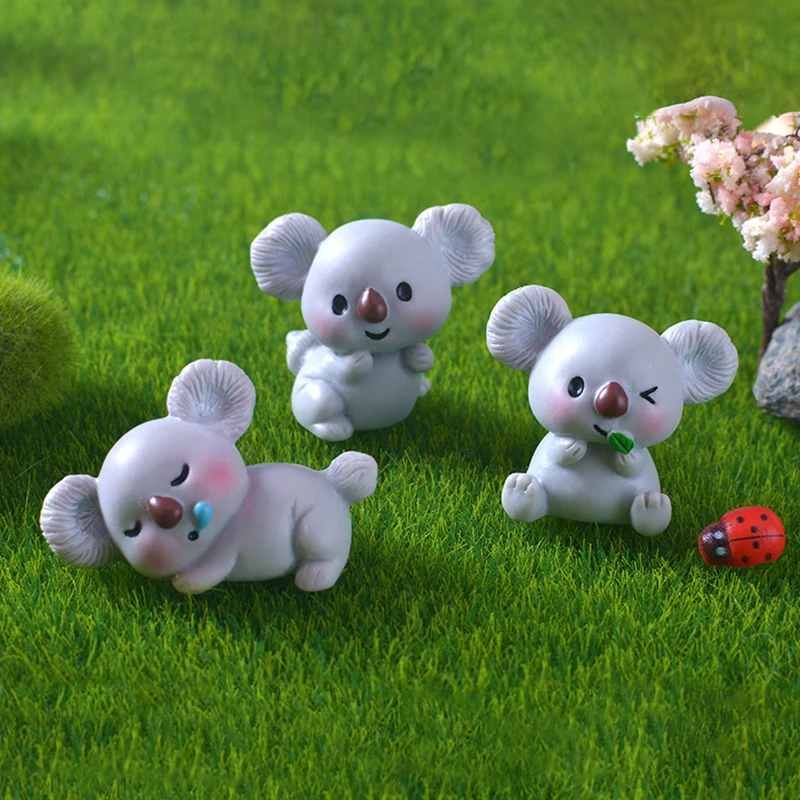 Figurines Miniatures Cute Cartoon Koala Animal Micro Landscape Ornaments For Home Decorations Room Decor DIY Desktop Accessories