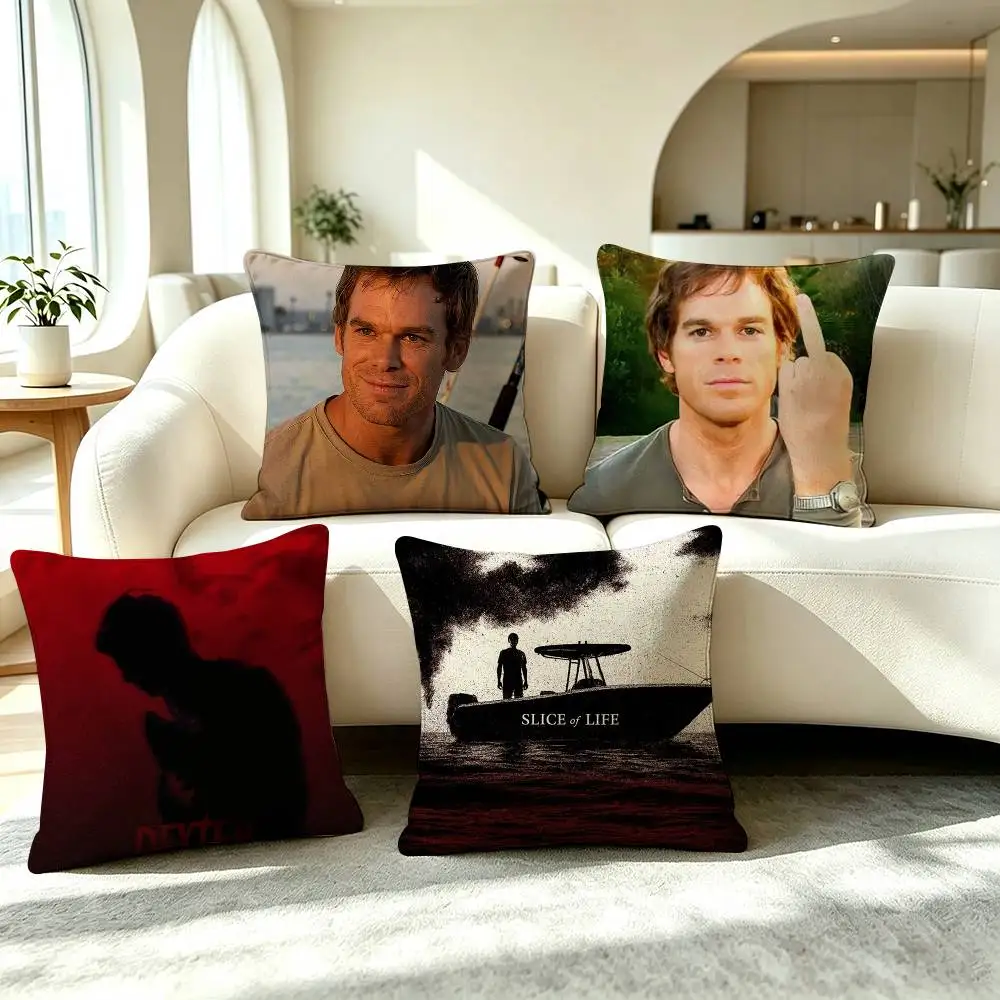 D-Dexter Morgan TV Series Pillow Case Square Double-Sided Sofa Cushion Cover Bedroom Bedside Pillow