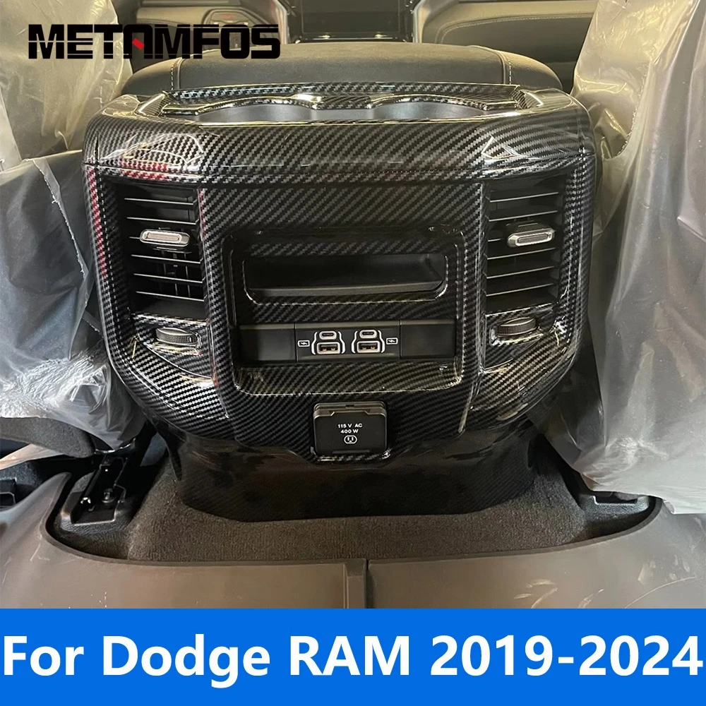 

Автомобильные аксессуары для Dodge RAM 2019-2023 2024 внутренний подлокотник из углеродного волокна задний Кондиционер Вентиляционный Выход крышка отделка наклейка