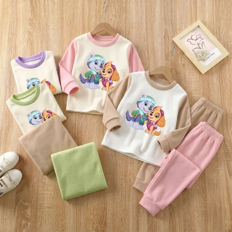 2026 Autumn and Winter Children's Soft Comfortable Pajamas Sets Kids Thicken Warm Home Clothing Suit Boys Long Sleeve Sleepwears