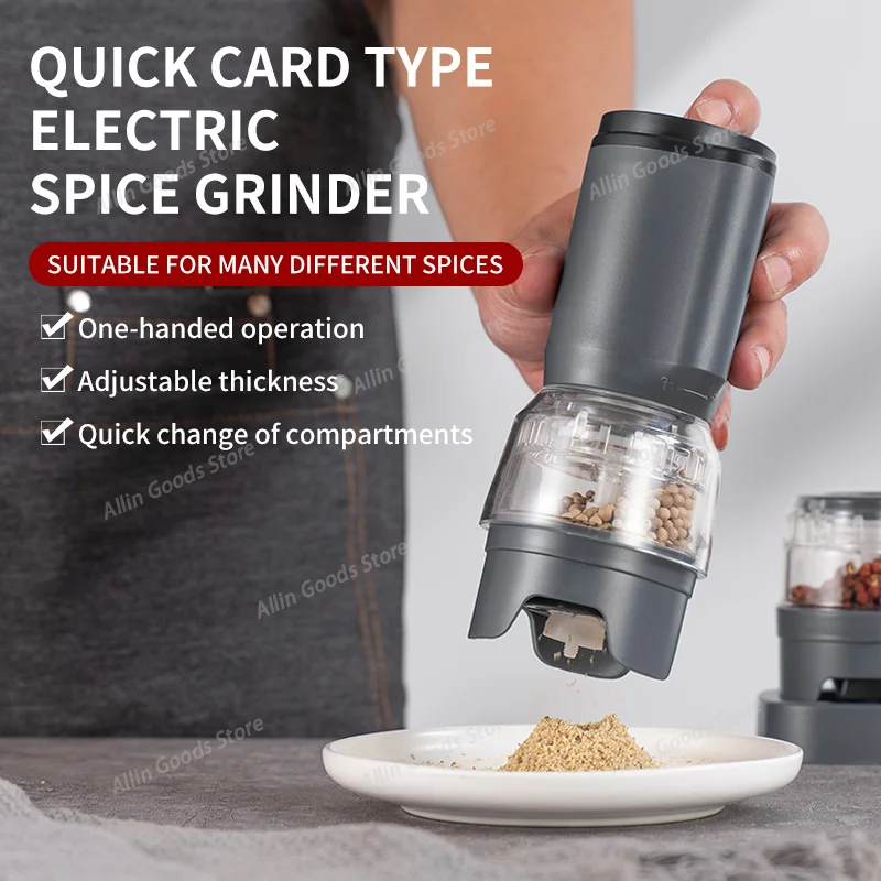 Rechargeable Electric Salt & Pepper Grinder Set Automatic Mill Adjustable Coarseness One Hand Operation Spice Tool