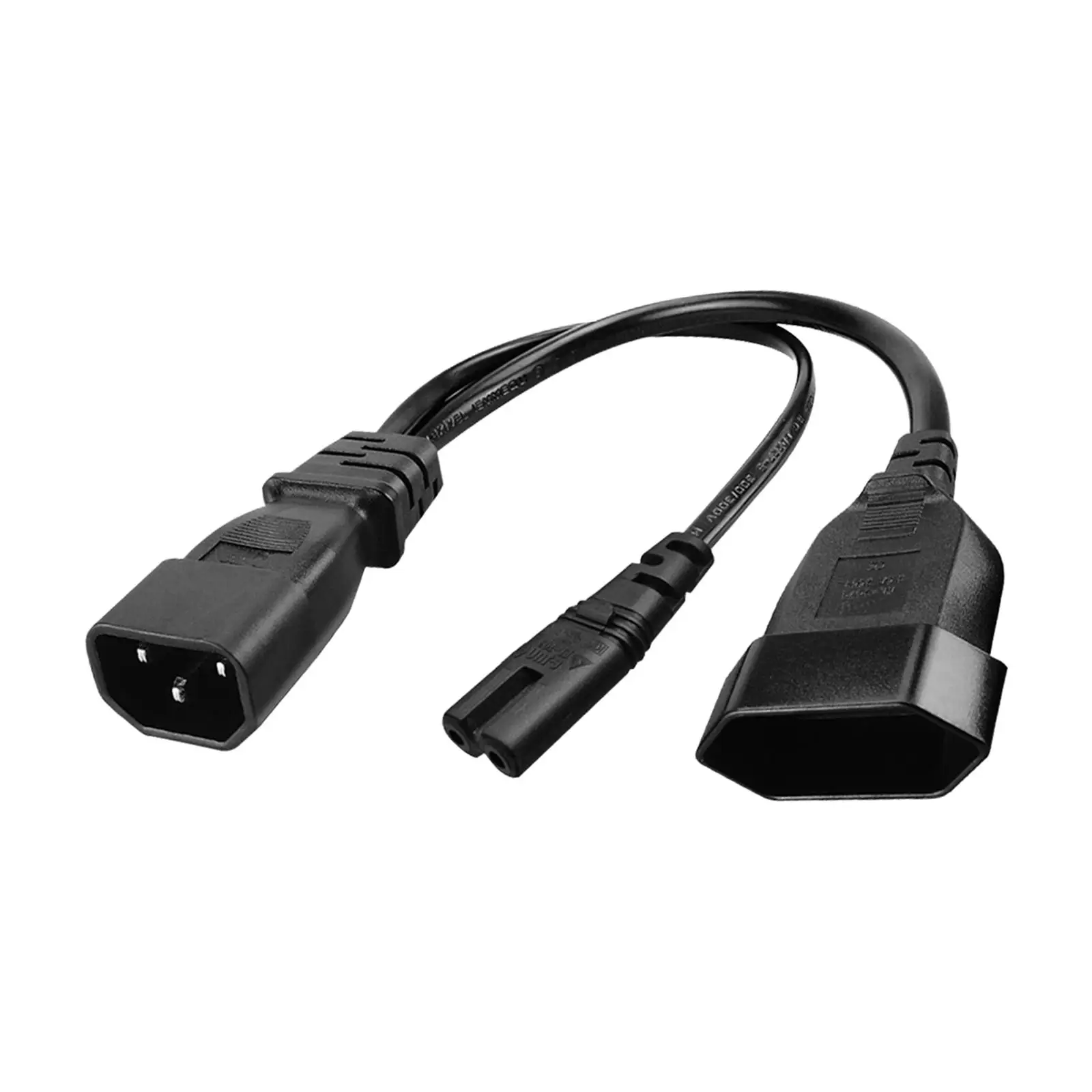 IEC 320 C14 Stecker auf C7 + EU Y-Splitter-Netzkabel Stecker auf Buchse Stromkabel C14 auf C7 + EU