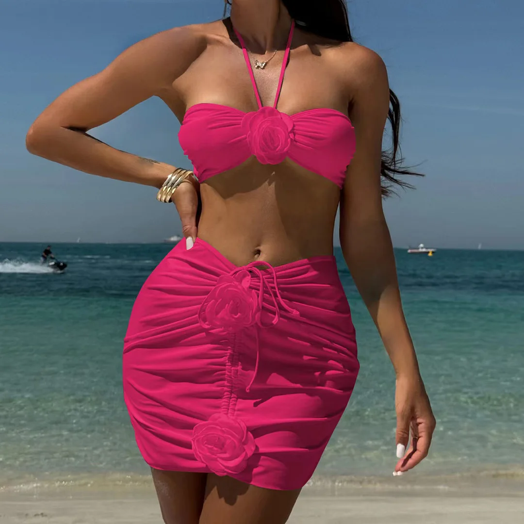 Neuer 3D-Blumen-Bikini mit Rock, brasilianischer Bikini, Damen-Badeanzug, dreiteiliges Bikini-Set, Damen-Badebekleidung, Badeanzug, Badebekleidung, Schwimmbekleidung V5755 – Detail 26