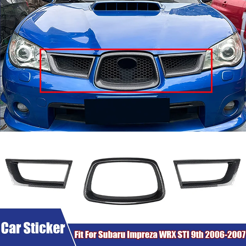 

Car Sticker Kit Carbon Fiber, Glossy Black Front Middle Grille Spoiler Sticker Fit For Subaru Impreza WRX STI 9th 2006-2007