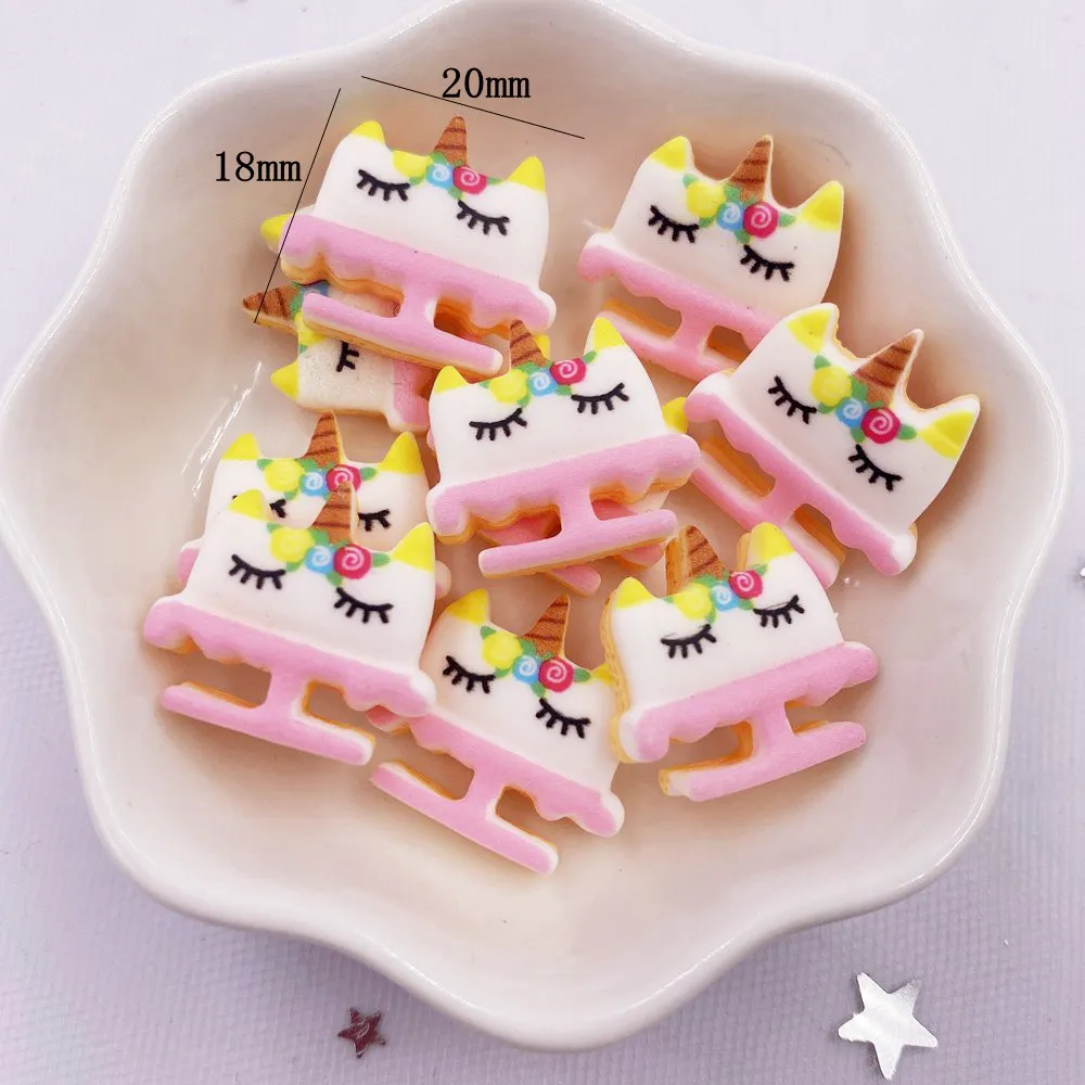20 pezzi in resina dipinta a mano Kawaii colorato arcobaleno unicorno pietra flatback figurine scrapbook decorazioni fai da te accessori per la casa