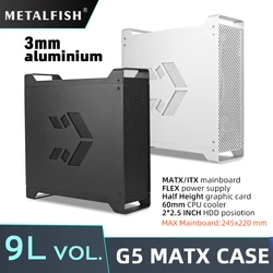 METALFISH-funda de ordenador G5 para Gamer, Micro ATX, HTPC, para juegos de escritorio, chasis delgado de aluminio, compatible con tarjeta de cuchillo FLEX Power