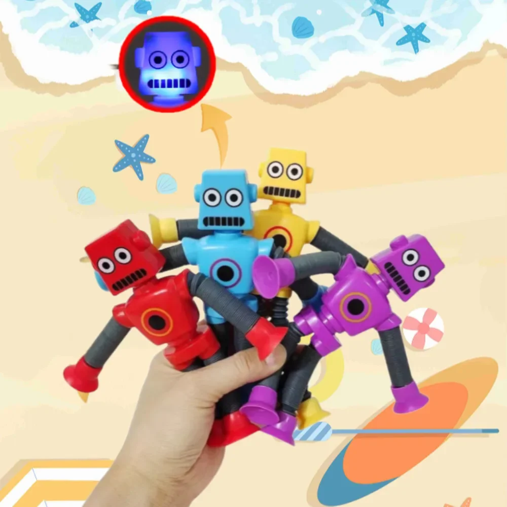 Children's elastic suction cup robot toy, shape change, telescopic pop-up tube, children's sensory toy, stress relief toy, gift