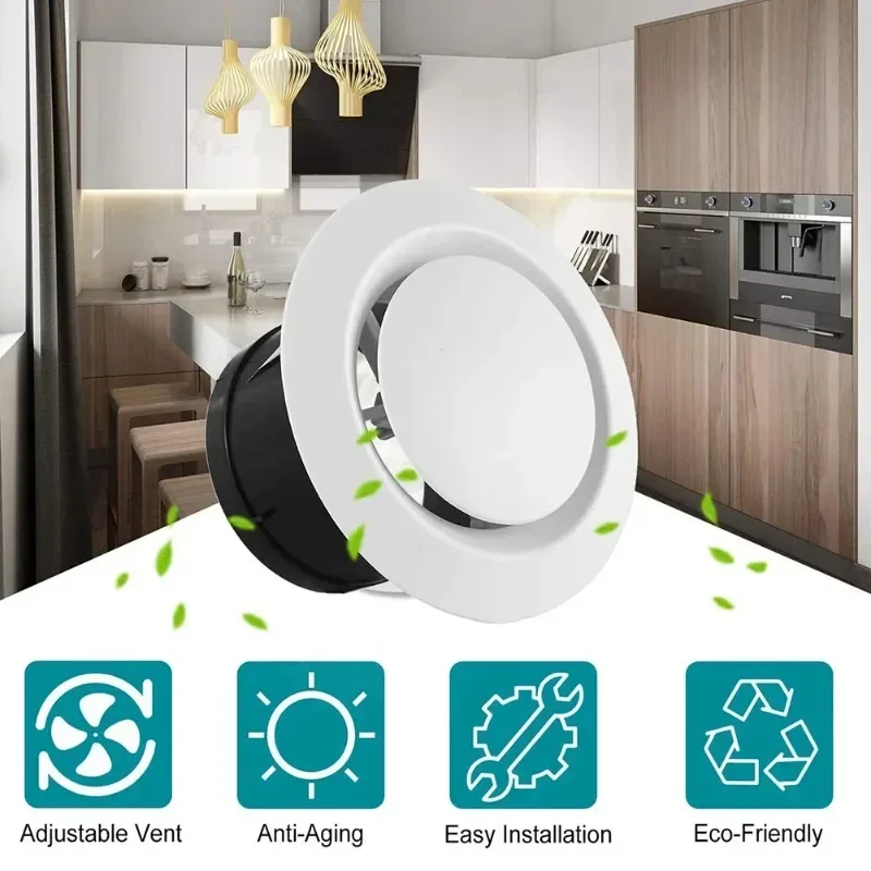 

ABS Tuyere Ceiling Air Supply Mountable HOT AIR Vent Grille Cover Easy Diffuser Exhaust Hood 75mm/100mm