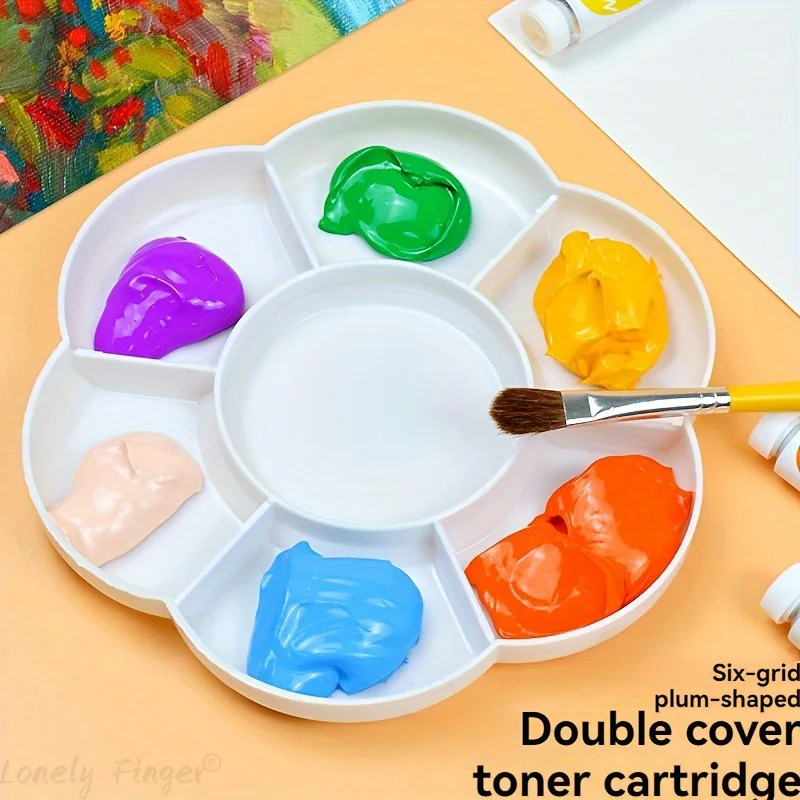 Round White Plastic Palette, White Plastic Covered Palette, Art Paint Palette, Acrylic Paint and Watercolor
