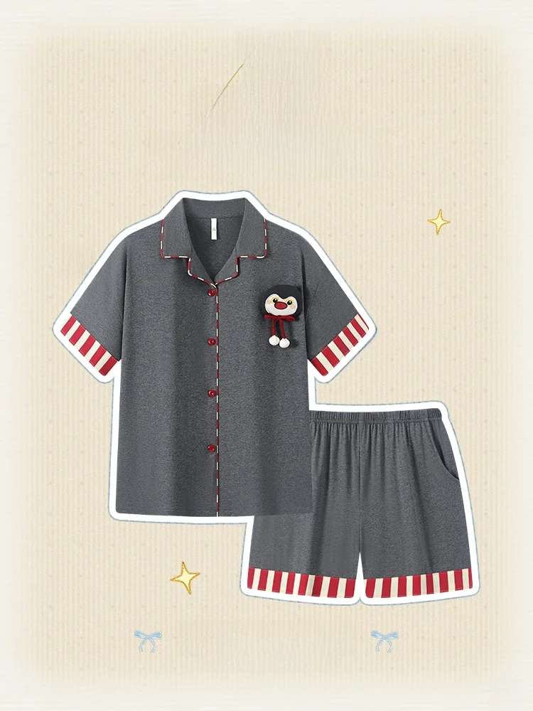 ropa-de-dormir-de-algodon-puro-con-sensacion-refrescante-para-mujer-ropa-de-dormir-de-manga-corta-con-diseno-de-pinguino-ropa-de-casa-informal-de-verano-ropa-exterior-informal-con-estampado-de-dibujos-animados-comoda