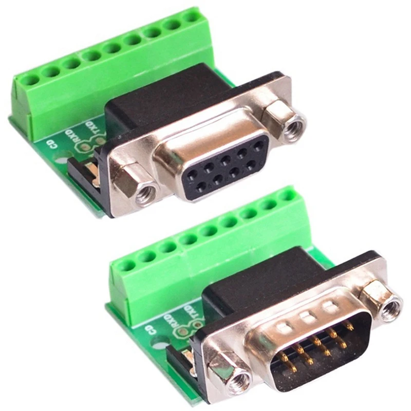 1Pcs DB9 Male/Female Connector Adapter 9-Pin Solderless RS232 Serial to Terminal female male Adapter Conversion Board