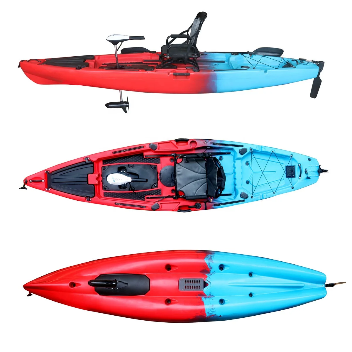 12ft Lldpe Material Kayak Canoe Sit on Top with Electric Motor, Fishing Jet Electric Motor Kayak with Pedals for Sale