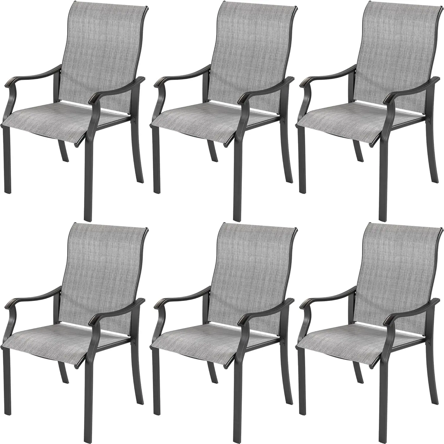 Patio Chairs Set of 6 Outdoor Dining Chairs with High Back Textilene Patio Dining Chairs with Armrest Lawn Garden Backyard Deck