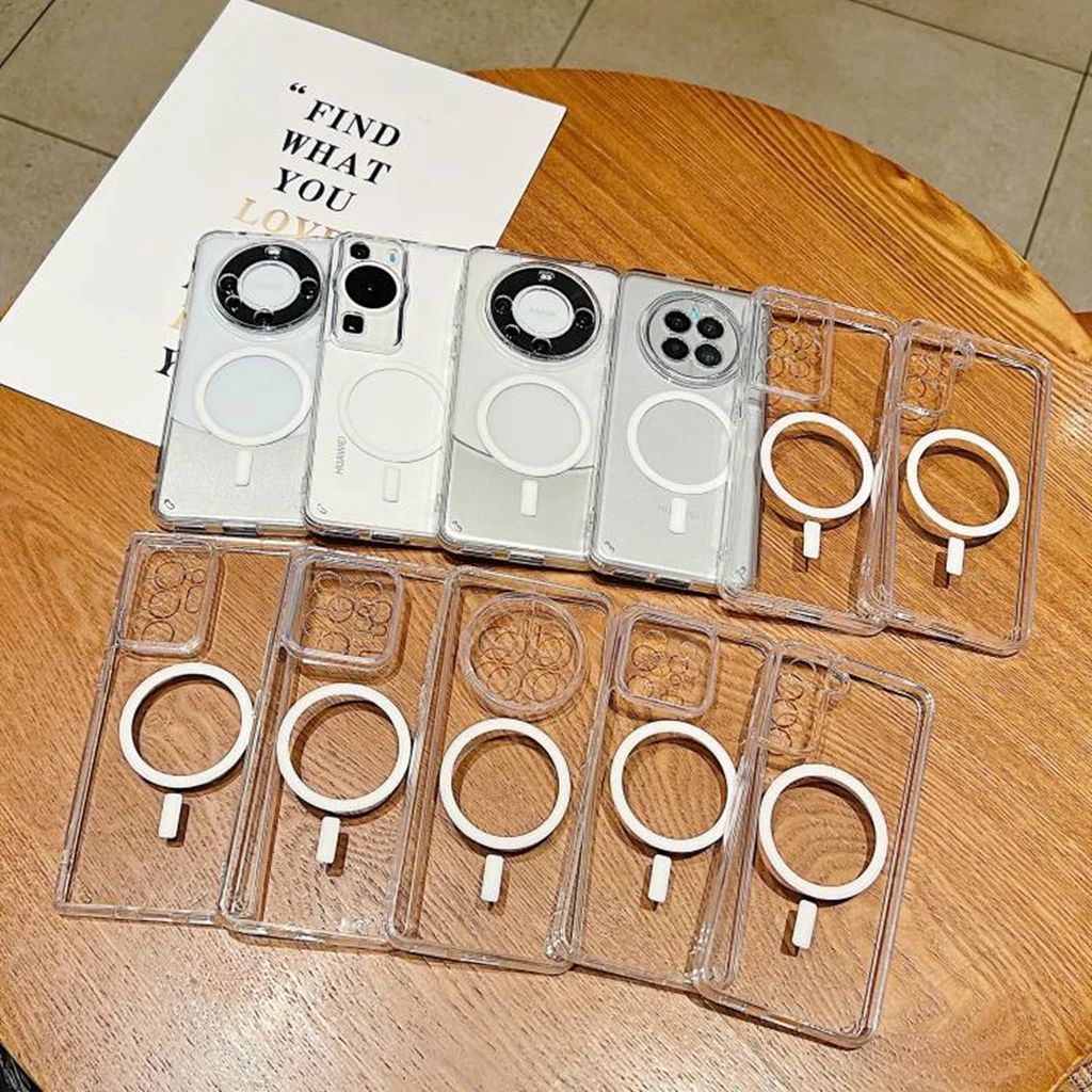 Kristall Acryl Für Magsafe Magnet Fall Für Xiaomi 15 14 13 12 11 Poco X6 M6 Redmi Hinweis 14 pro Ultra Harte Drahtlose Lade Abdeckung