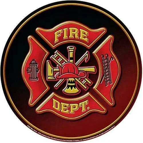 Fire Dept Firefighters 12x12 Inch Round Metal Tin Sign Wall Decor Funny Iron Painting 30cm Diameter