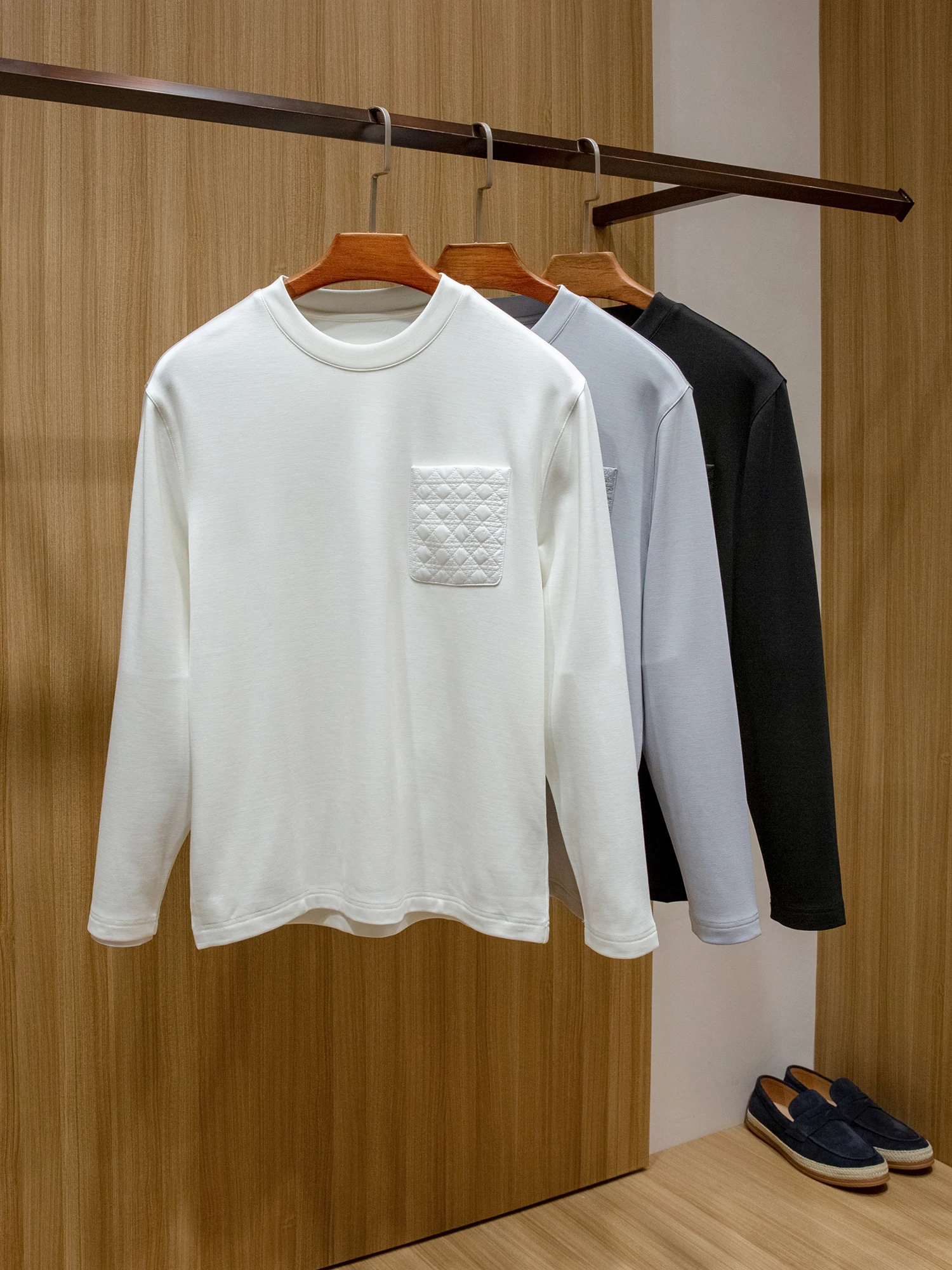 

Italian Casual Skin-friendly Wool Blend Long Sve round Ne ket Sle Men's T-irt Base irt Faion Urban Sle Home...