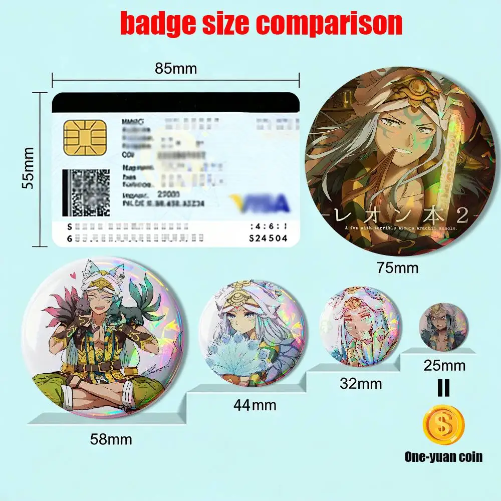 RF4 Leon Rune Factory  Badge on Backpack Clothes decoration Tinplate Round Brooch Funny Custom Gifts for Friend