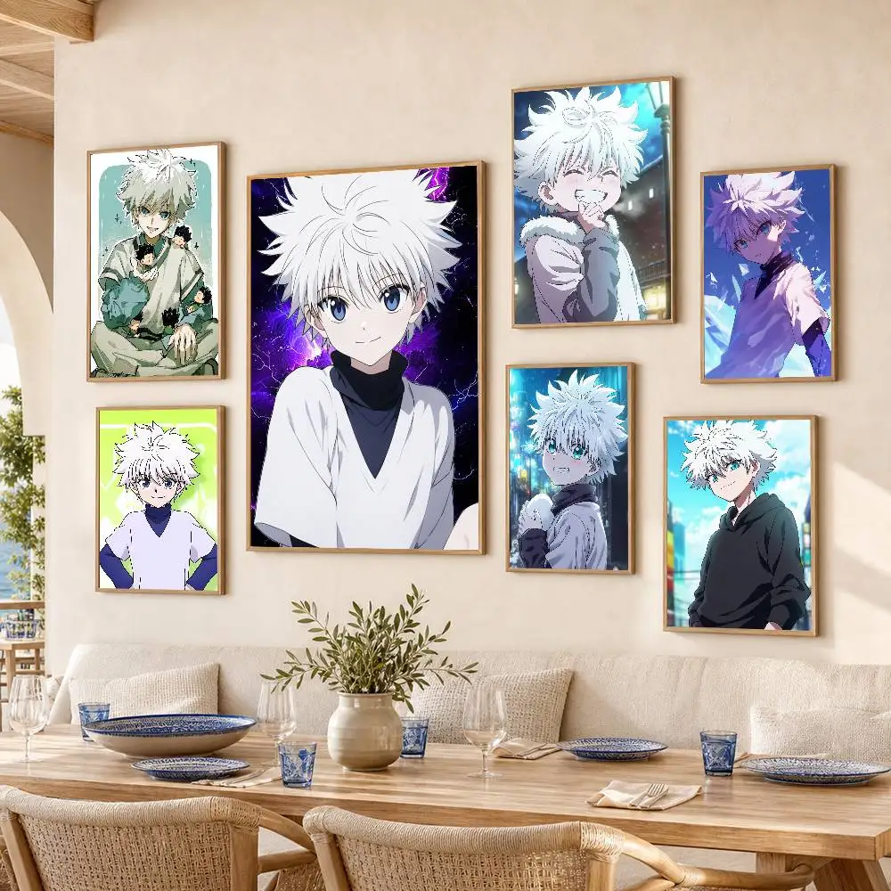 Anime Killua Zoldyck Poster Self-adhesive Art Waterproof Paper Sticker Coffee House Bar Room Wall Decor