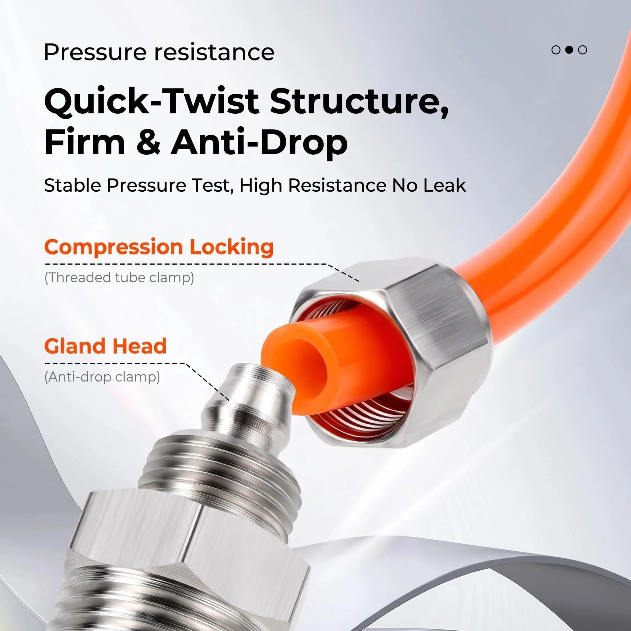 304 Stainless Steel PM Pneumatic Quick-Lock Male Fitting, BSPP External Thread for 4/6/8/10/12/14/16mm PU Air Tube