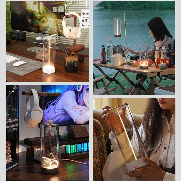 LED Camping Light Camping Portable Charging Adjustable Magnetic  High Transmittance Blue Creative Ambient