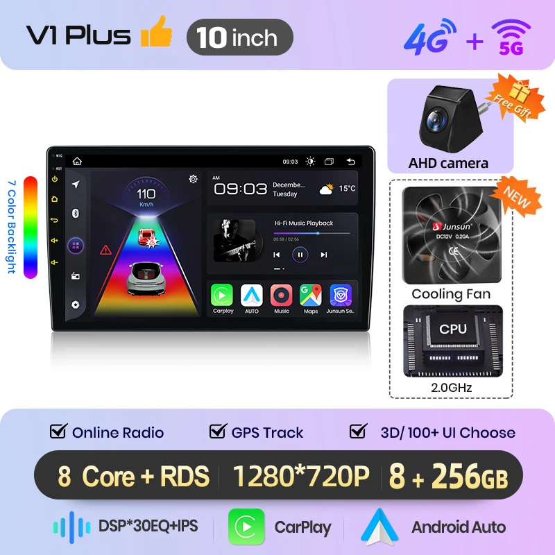 Junsun Android 15 autoradio voor Peugeot 108 2014-2021, Citroen C1 2020, Toyota Aygo 2015, draadloos Apple CarPlay, autoscherm, stereo, multimediaspeler, video, automotive smart intelligent systemen,
