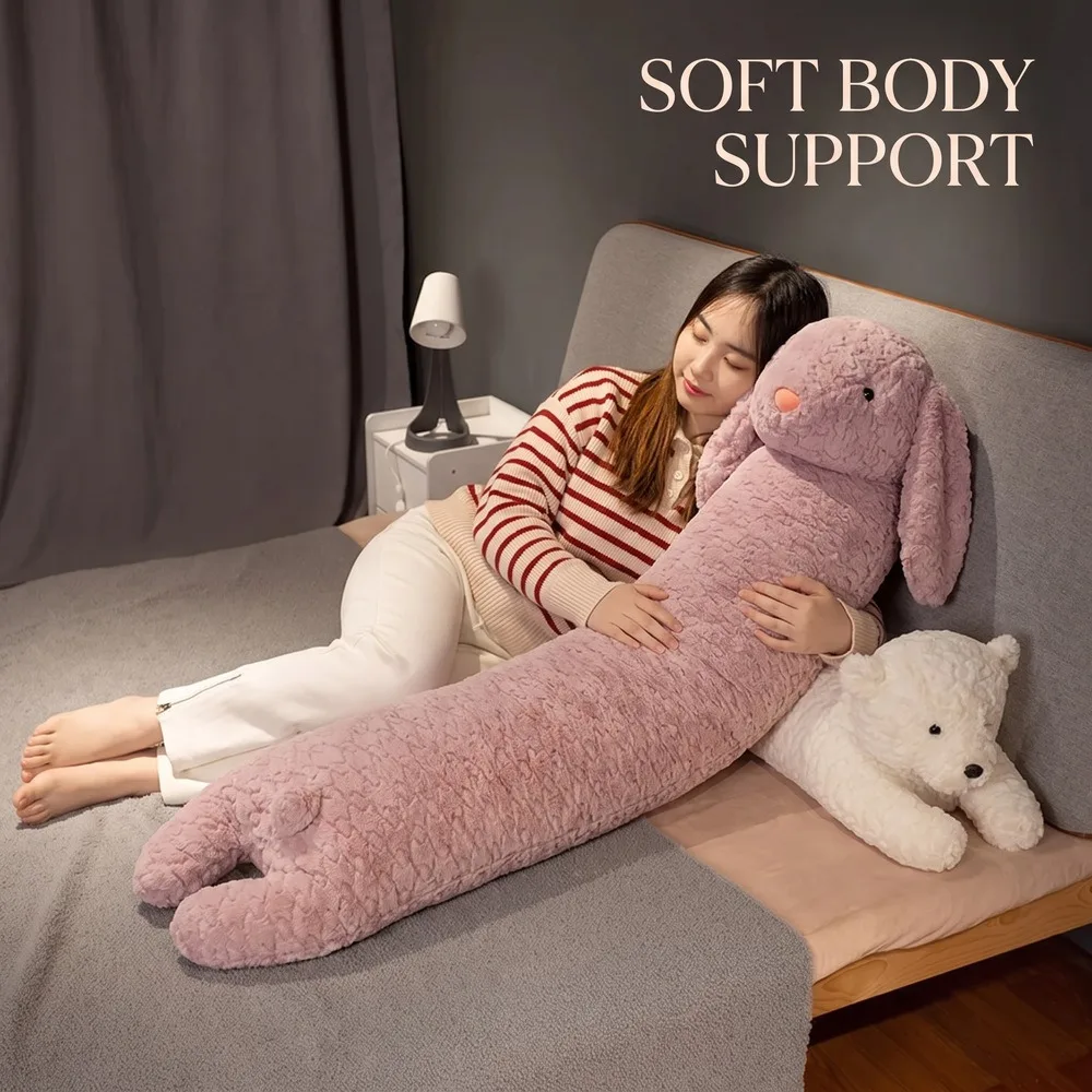 Large Rabbit Body Pillow Long Bear Cute Stuffed Animal Rabbit Sleeping Cushion Decorative Body Pillow Chair Back Cushion Decor