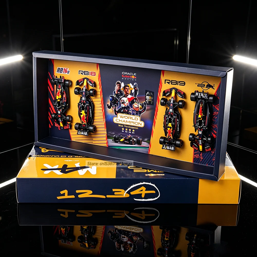 Bburago 1:43 2021~2024 Red Bull 4 TIME WORLD CHAMPION RB16B RB18 RB19 RB20 Verstappen Die cast alloy car model toy 4 cars boxed
