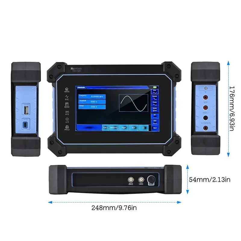 TO1112D Touch Screen Digital Oscilloscope 2 Channels 110 Mhz Handheld Oscilloscope + Signal Source