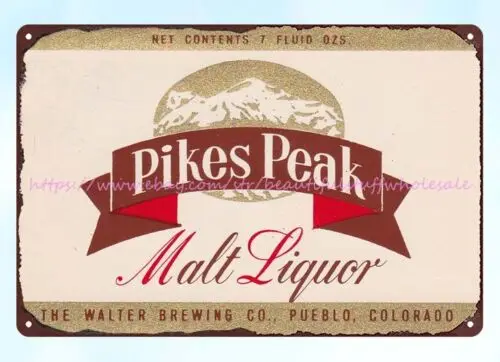 1950s Pikes Malt Liquor Beer Walter Brewing Co Pueblo Colorado tin sign