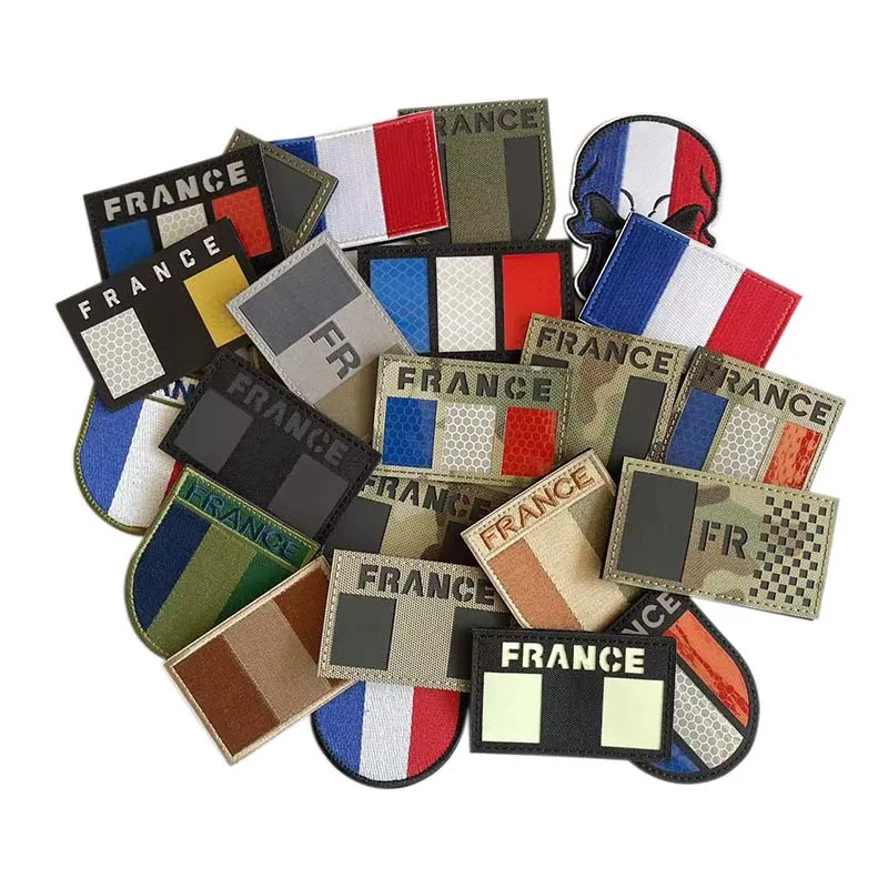Patch drapeau de la France pour vêtements, emblème de moral brodé, patchs réfléchissants IR, autocollants de brassard militaire, Badge tactique