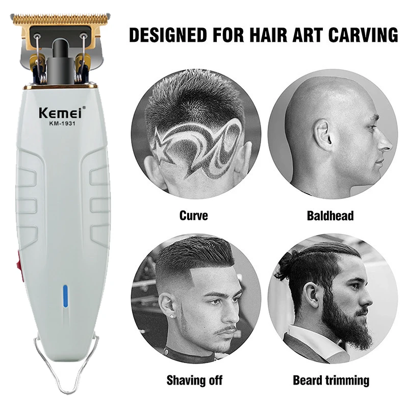 Kemei ที่ตัดผมผู้ชายแบบชาร์จไฟได้เครื่องเล็มหนวดตัดผมที่บ้านชุดดูแลช่างตัดผมกันน้ำ