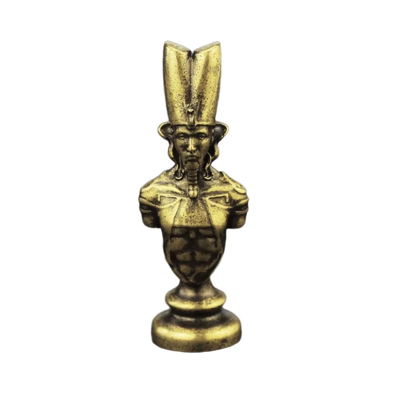 Ancient Egypt Brass Alloy Chess Pieces Pharaoh Anubis Obelisk Bust Figurine Replacement for Board Game Desktop Collectible Decor
