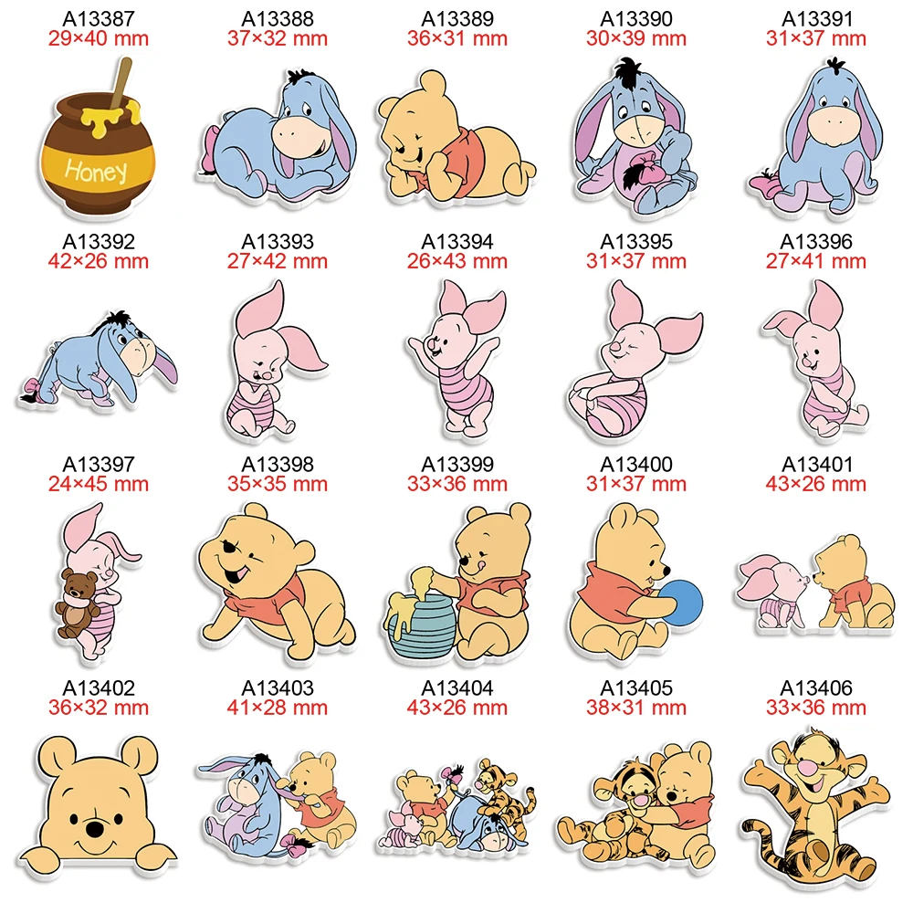 Disney Baby Pooh Tigger Piglet Eeyore Planar Resin Cartoon Cabochon for Earring Hairbow DIY Keychain Handmade Accessories 30pcs