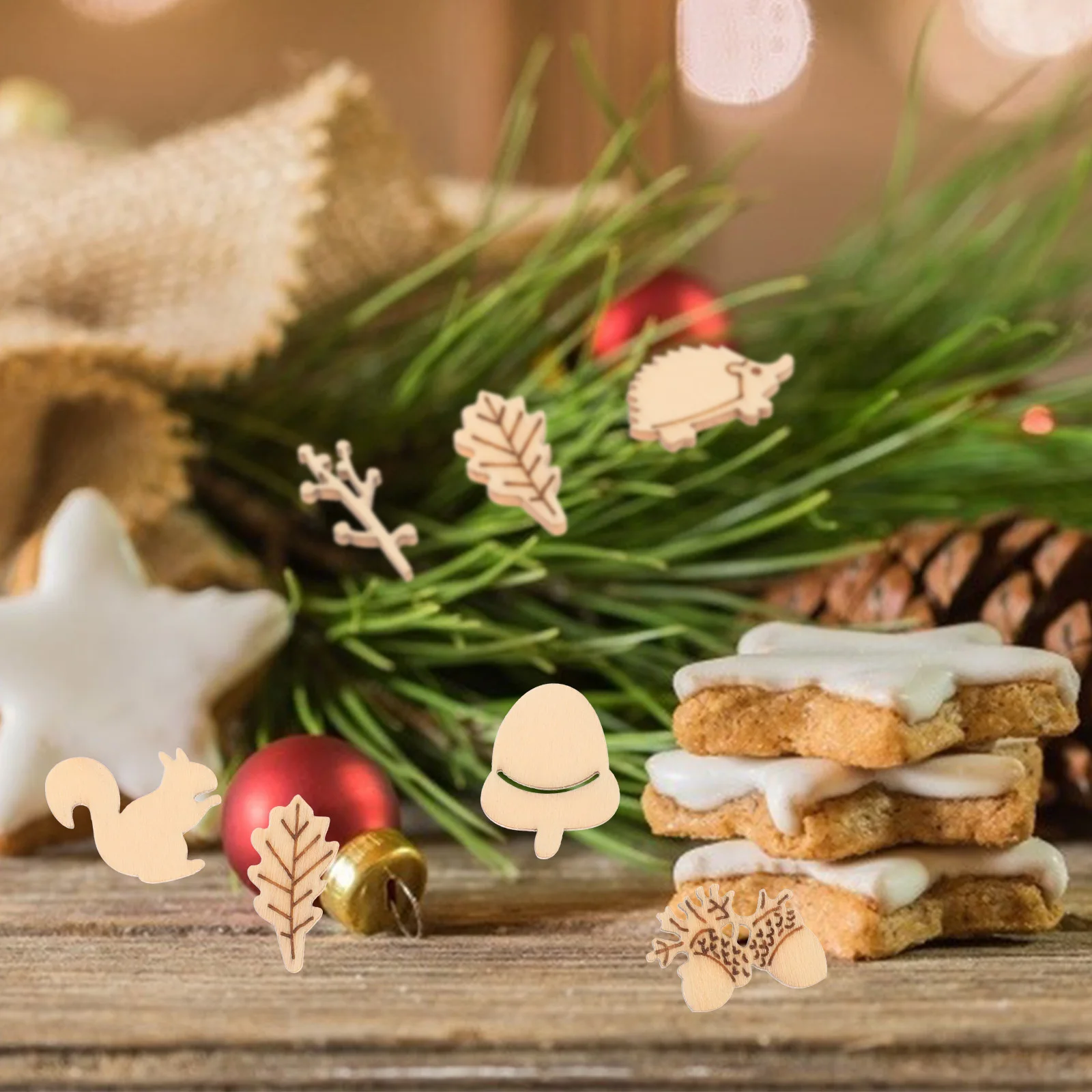 

50pcs Unfinished Wooden Slice Diy Wooden Animals For Craft Wood Slice Ornaments Decorative Craft Supplies Handicraft Sewing