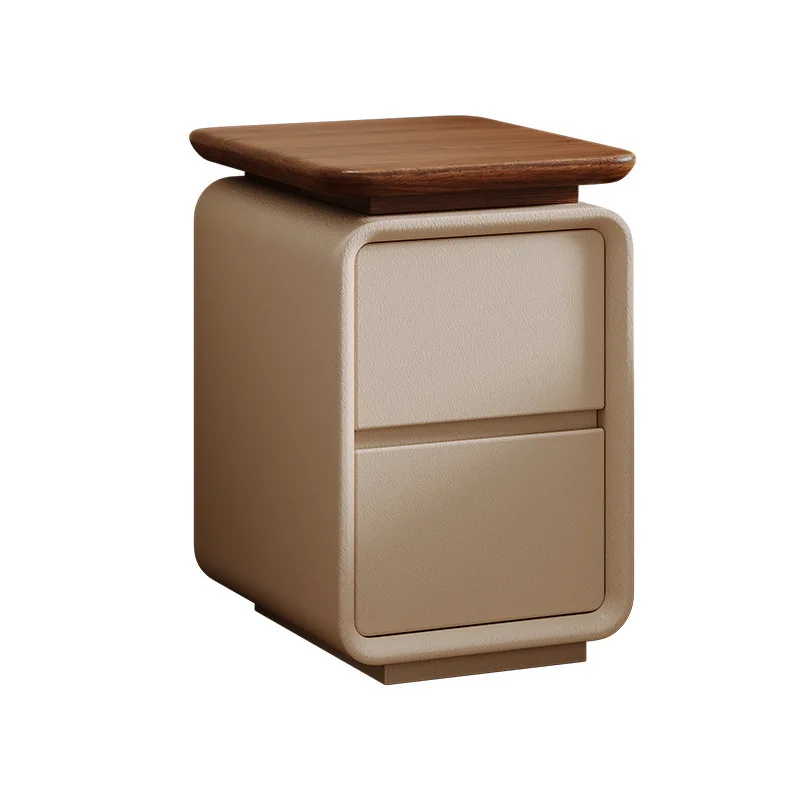 Bedside table Solid wood cream style Home bedroom Small high-end medieval log style Storage