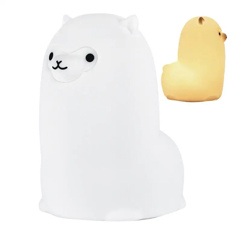 Lampka nocna dla zwierząt w kształcie lamy Squishy Lampka nocna dla dzieci Regulowana jasność Lampki nocne do pokoju dziecięcego Zasilanie bateryjne