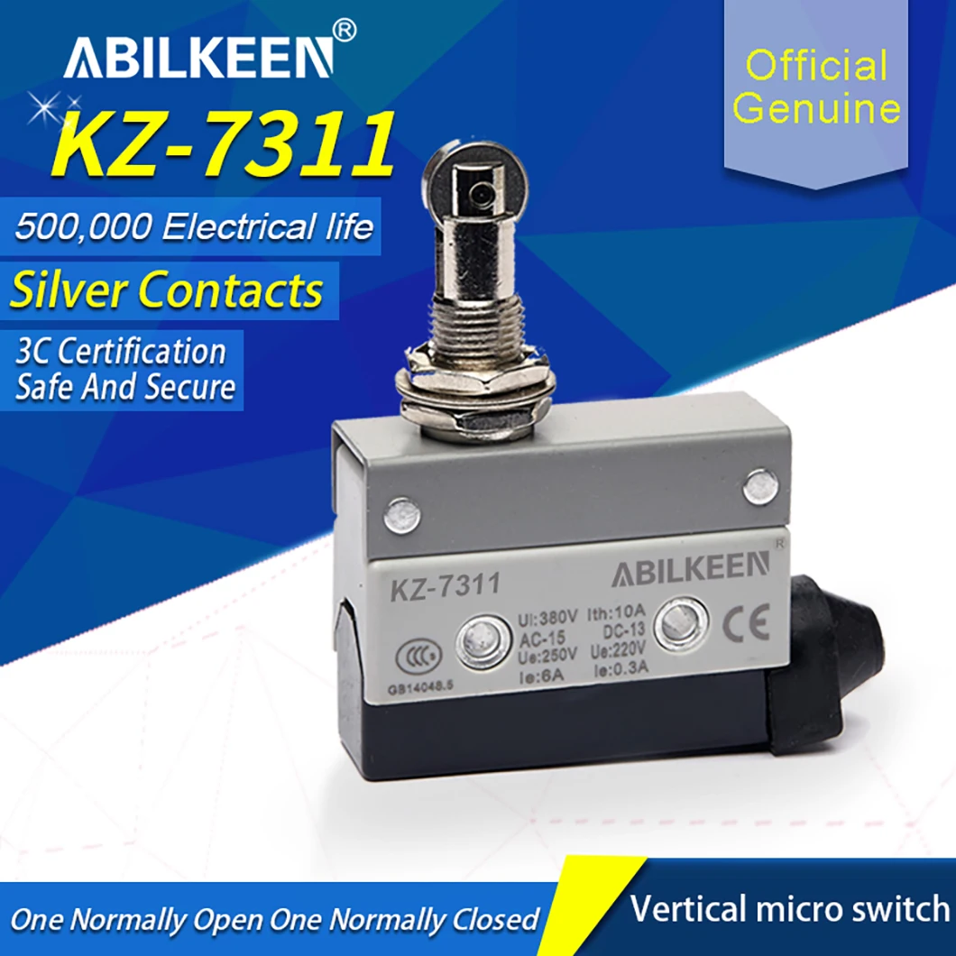 ABILKEEN Top Quality Industrial Micro Switch 380V 10A  KZ-7311 1PCS Silver Contact Travel Limit Switch Straight 90Degree Roller