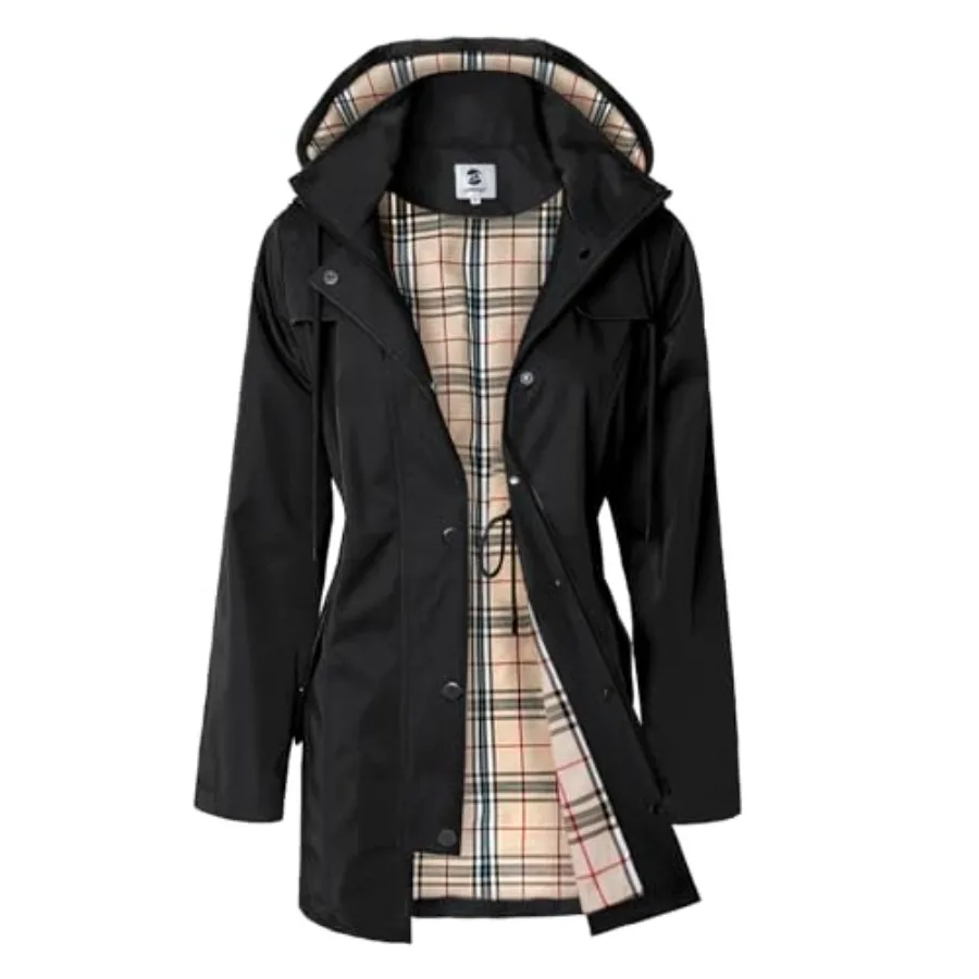 

Women's Long Hooded Rain Jacket Outdoor Raincoat Windbreaker