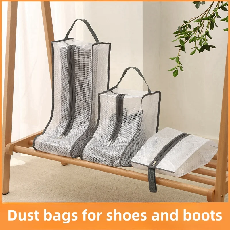 

Shoe Storage Bag with Zipper, Transparent PVC Moisture-proof and Waterproof, Shoe and Boot Protective Cover Shoe Bag Storage