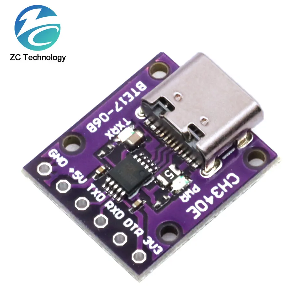 1/5PCS CH340E MSOP10 USB to TTL Serial Converter, 5V/3.3V Alternative CH340G Module TYPE-C Interface For Arduino Pro mini