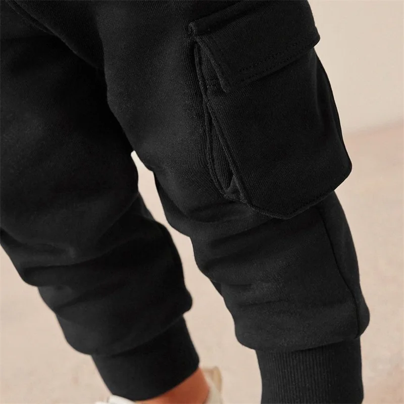 Boys Sweatshirts +Pants Kids Suits 2PCS/Set Cotton 2024 Black Spring Autumn Cotton Tracksuit Sport Christmas Gift Children Cloth